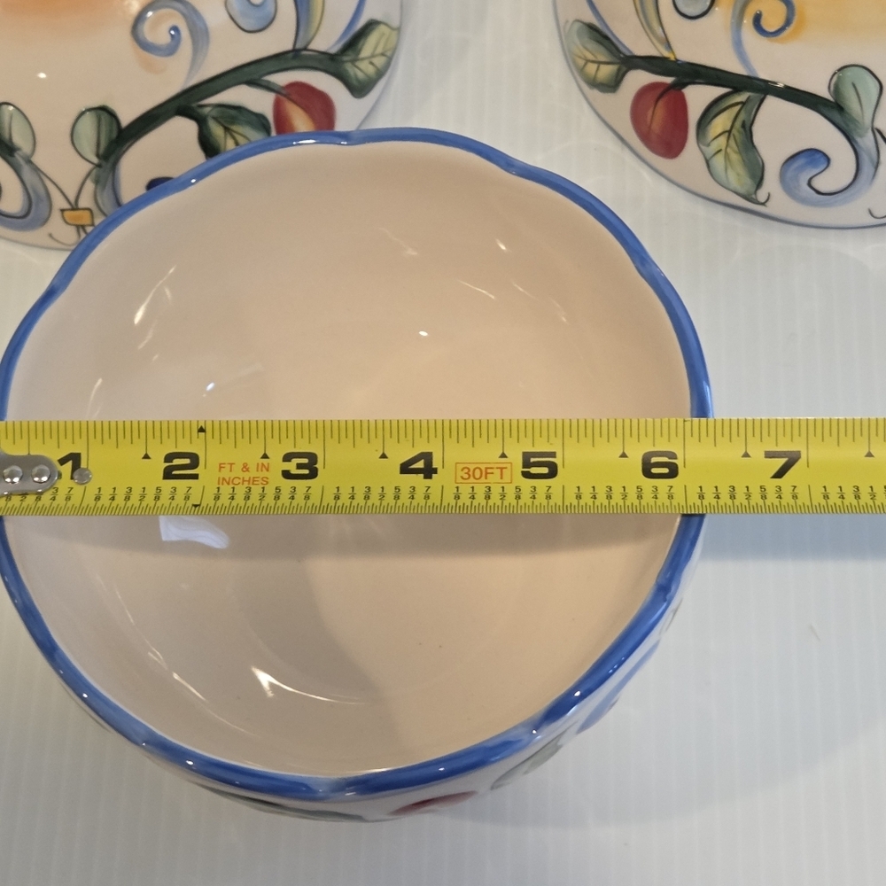 Fitz & Floyd Ricamo Scalloped Soup Salad Bowls Set of 3 Floral Vines 6.25in - Picture 13 of 15